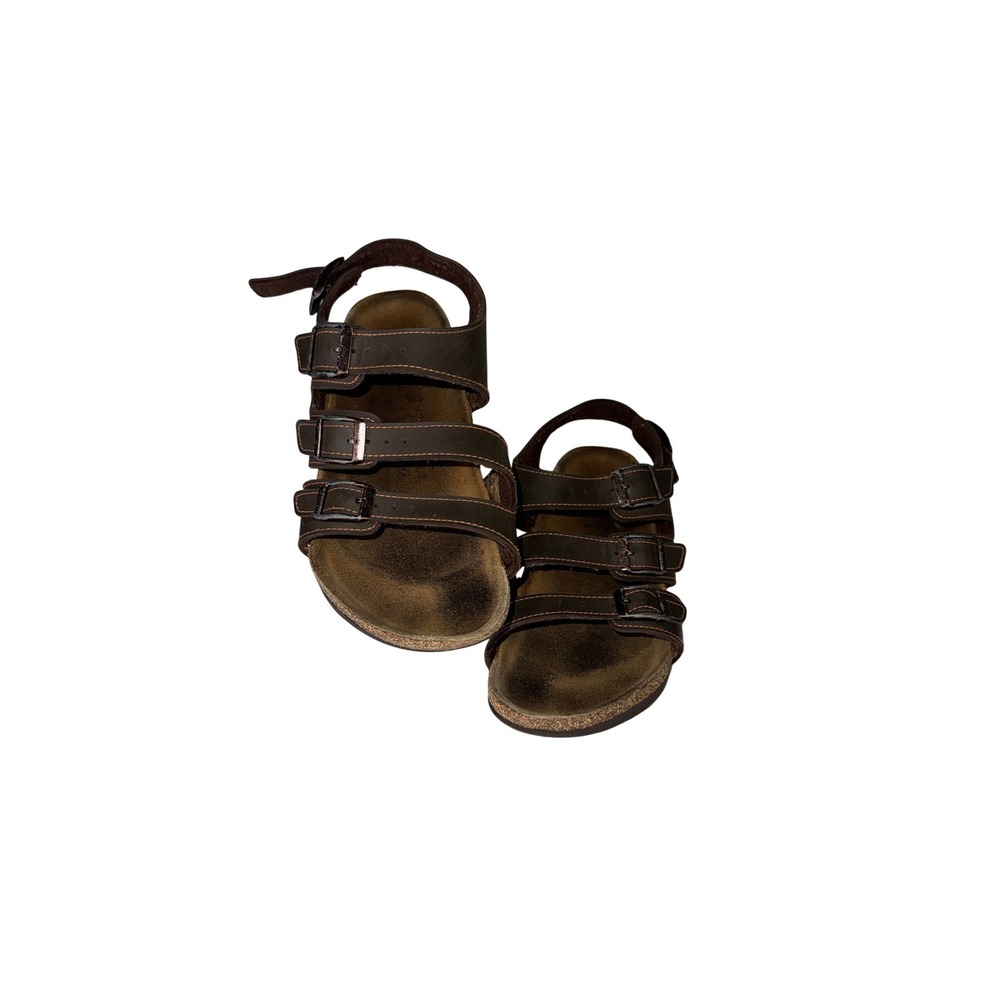 Birkis‎ Birkenstock Kids Rio Sandals Brown Leather Triple Strap Size 33 210 L2